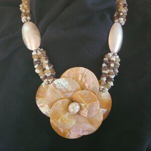 VINTAGE MOTHER OF PEARL, SHELL AND BEADED NECKLACE